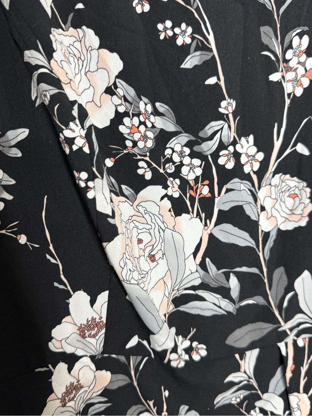 Charter Club Black Floral Midi Dress with White and Blush Accents - Picture 6 of 8